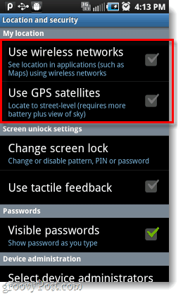 Android koristi moje bežične mreže gps satelite