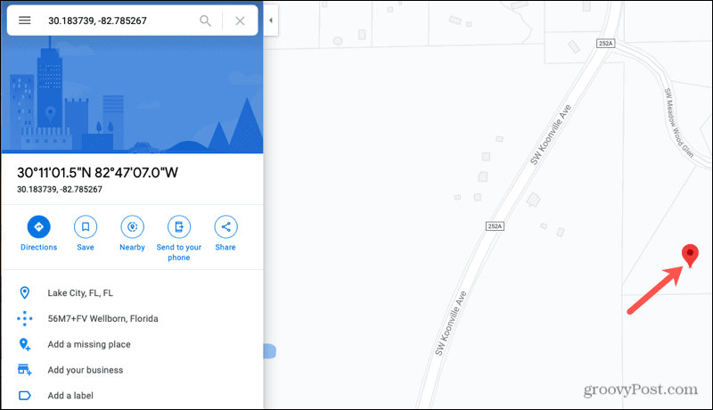 Pojedinosti o lokaciji Google Maps Online