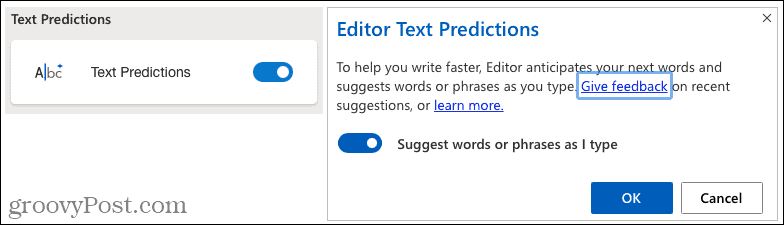Predviđanja teksta za Microsoft Editor