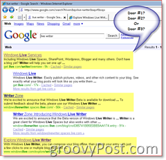Slika rezultata Google pretraživanja za Windows Live Writer