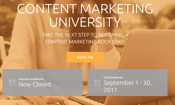 CMI-jev program obuke zasnovan na pretplati je Content Marketing University.