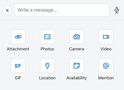 Opcije objavljivanja u mobilnoj aplikaciji LinkedIn, uključujući privitak i GIF