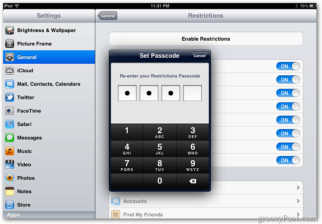iOS postavljanje lozinke