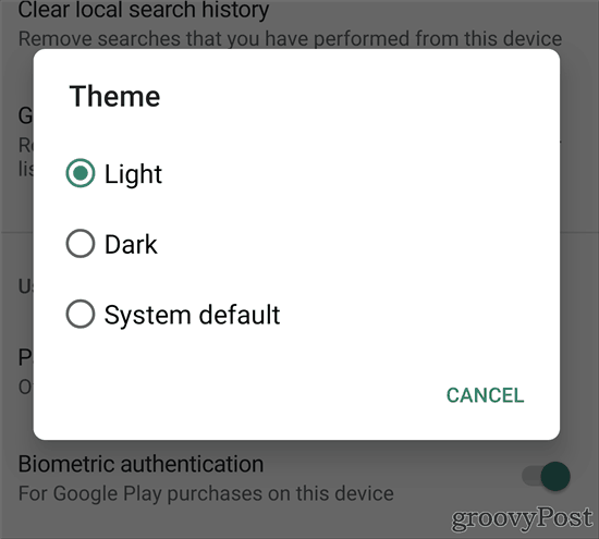 Google Play Store Dark Theme svijetlo tamno