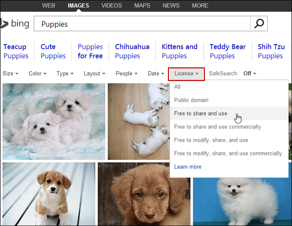 Koristite Bing i Google sliku za besplatne slike za blogovske postove