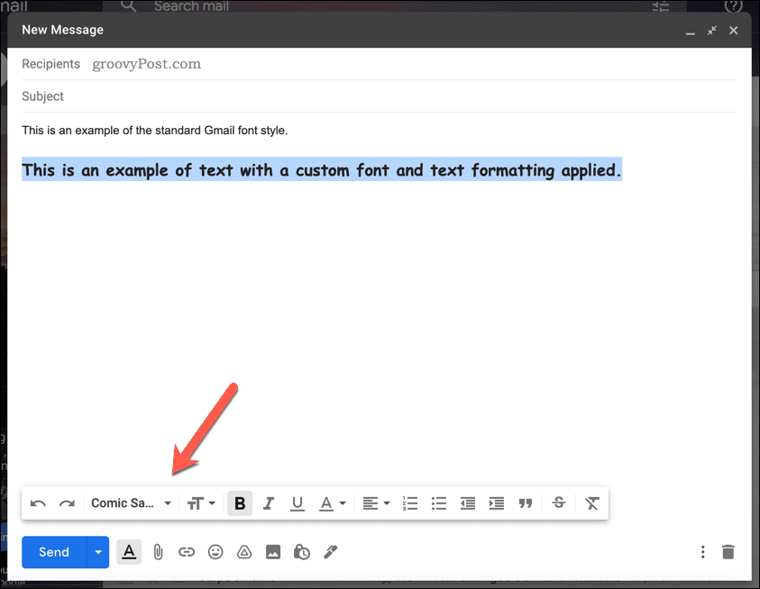 Ručna promjena stila fonta u Gmailu