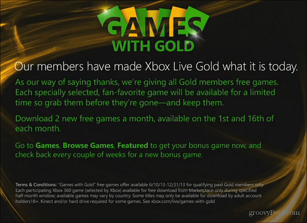 Xbox Live Games s prikazom zlata