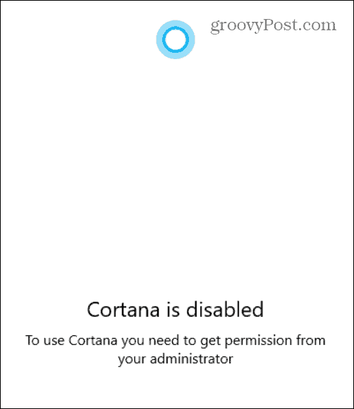 Cortana onesposobljena