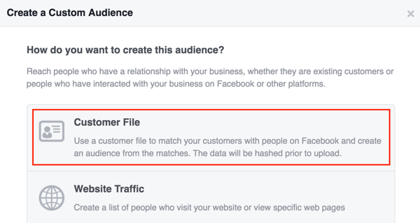 Stvorite Facebook prilagođenu publiku pomoću popisa kupaca.