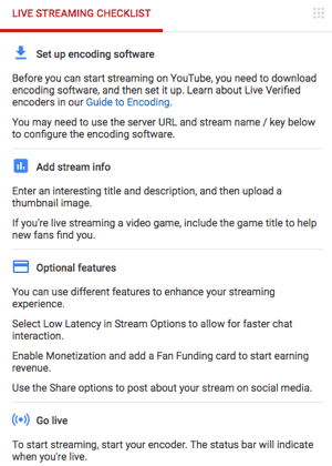 youtube kontrolni popis za streaming uživo