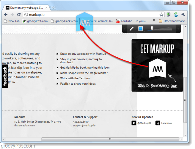 Web stranice za snimanje zaslona i nacrtajte ih pomoću Markup.io
