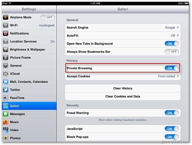 Apple iOS 5: Omogući privatno pregledavanje Safarija