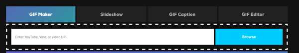 Da biste stvorili GIF na Giphyu, odaberite GIF Maker ili Dijaprojekciju.