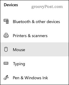 Opcija postavki miša za Windows