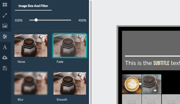 Kliknite sliku da biste otkrili veličinu slike i mogućnosti filtra.