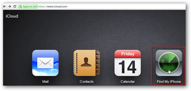 kliknite pronađi moj iphone na icloud.com