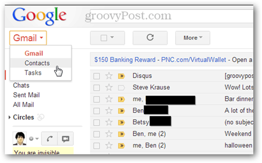 uvesti više kontakata u Gmail