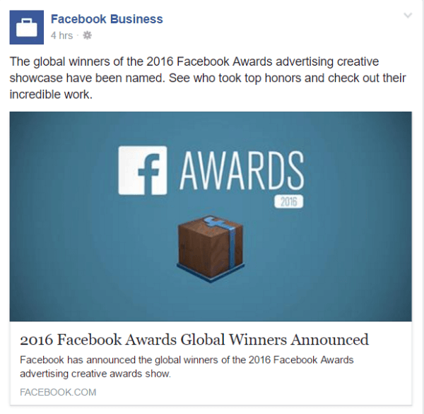 2016 facebook nagrade