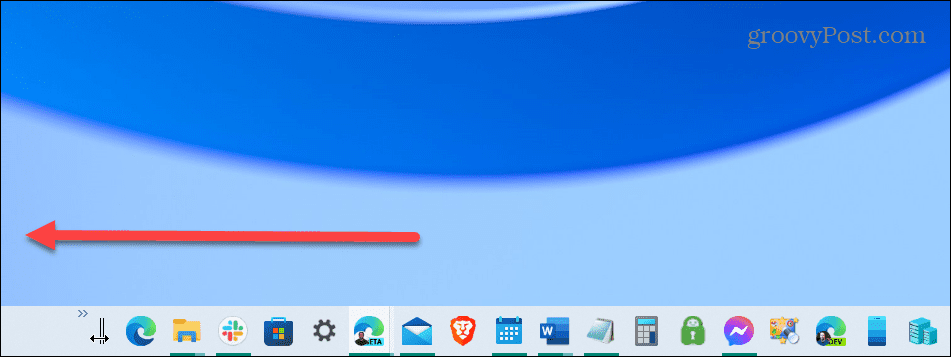 središnja programska traka Windows 10 pomaknite se ulijevo