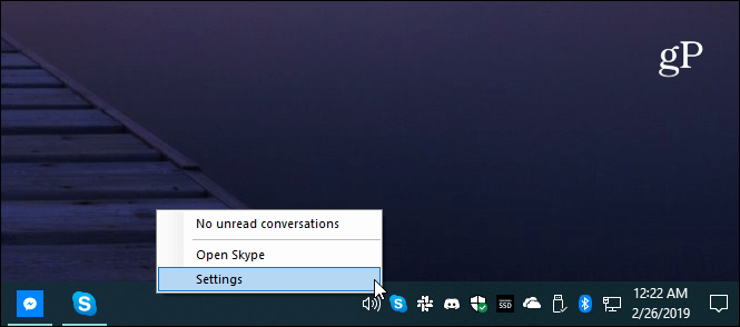 Traka sustava Skype postavki