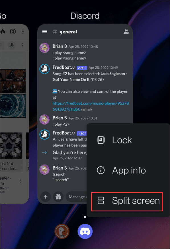 Opcija Split Screen