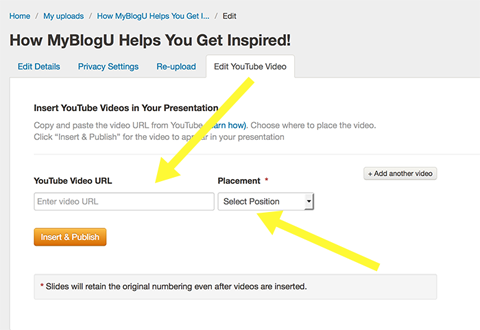 dodavanje YouTubea u slideshare