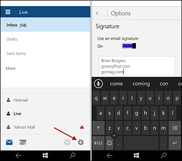 Windows 10 Mobile: Promjena potpisa Outlook Mail