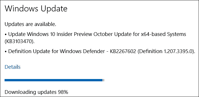 Ažuriranje u listopadu (KB3103470) za Windows 10 Insider Preview