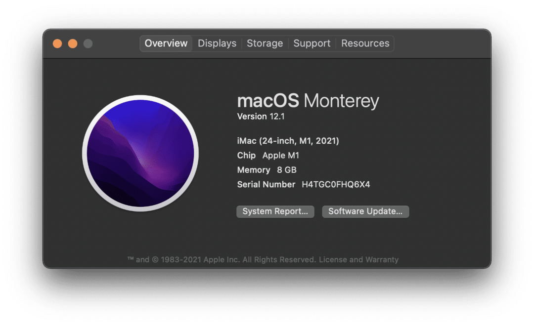 Stranica O ovom Macu na M1 iMac-u