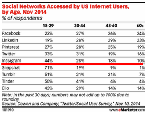 društvenoj mreži kojoj su korisnici iz SAD-a pristupili prema dobi emarketer 2014