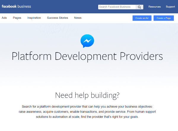 Facebook-ov novi direktorij pružatelja usluga za razvoj platformi resurs je za tvrtke da pronađu davatelje koji su se specijalizirali za izgradnju iskustava na Messengeru.