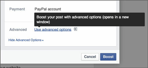 facebook napredne opcije u oglasima