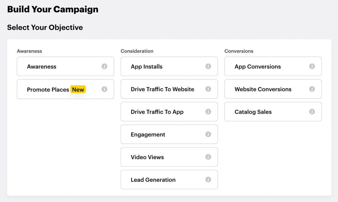 odaberite cilj za kampanju Snapchat Instant Create