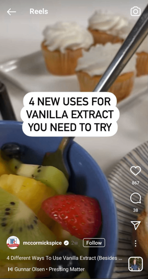 primjer Instagram koluta sa savjetima o proizvodima