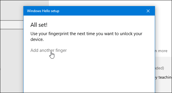 4 Pozdrav otisku prsta sustava Windows kompletan Dodaj još jedan