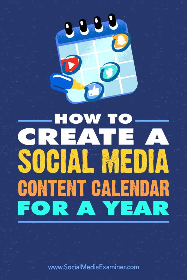 Kako stvoriti kalendar sadržaja društvenih medija za godinu dana, autor Leonard Kim na programu Social Media Examiner.