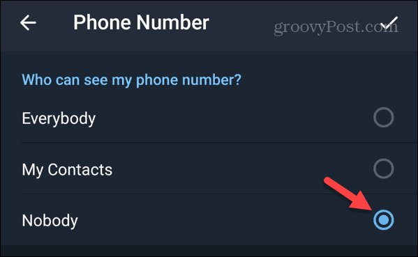 Nitko ne može vidjeti moj broj telefona na Telegramu na Androidu