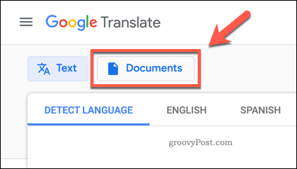 Gumb Google Translate Documents