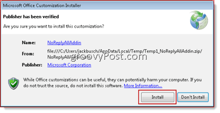 Instaliranje NoReplyAll u programu Outlook 2010