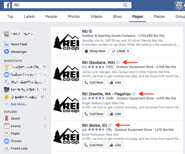 Provjerene lokalne tvrtke na Facebooku dobivaju sivu značku za potvrdu pored svog imena u rezultatima pretraživanja i na svojoj stranici.