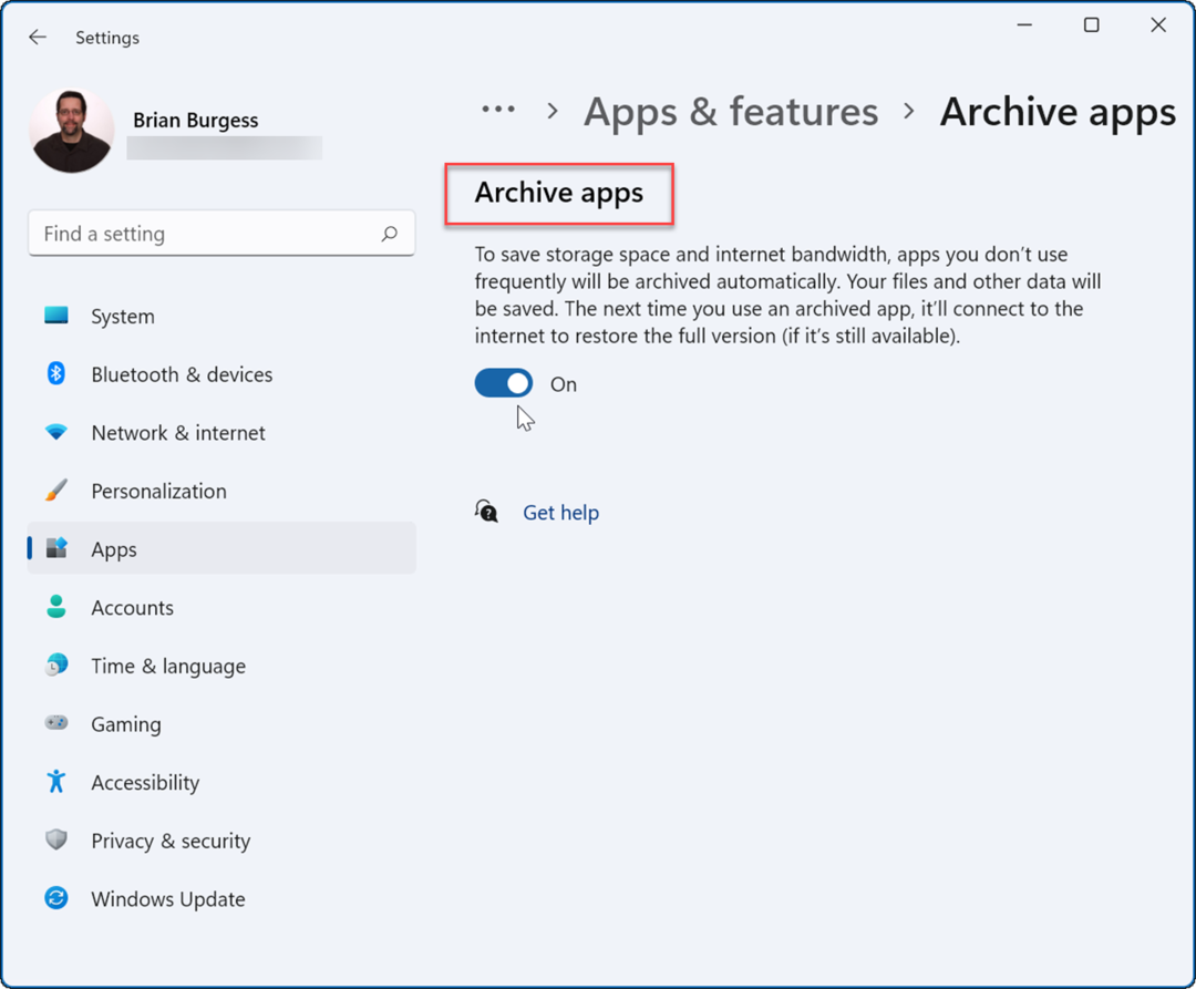 Kako omogućiti arhivske aplikacije u sustavu Windows 11
