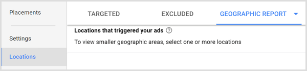 Kartica geografskog izvješća Google Adwords