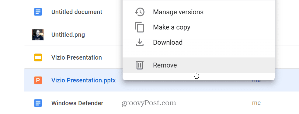 Uklonite PPTX datoteku s Google diska