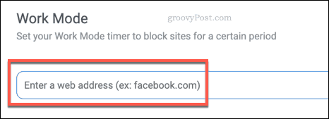 Dodavanje web lokacije na popis blokova rada BlockSite