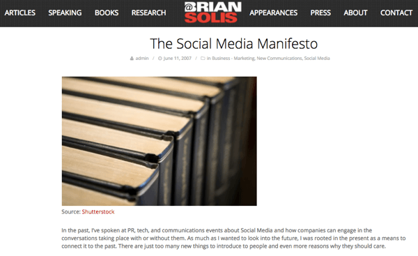 Kad je Brian vidio potencijal društvenih medija, napisao je Manifest o društvenim medijima.