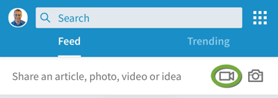 Potražite ikonu video kamere u mobilnoj aplikaciji LinkedIn.