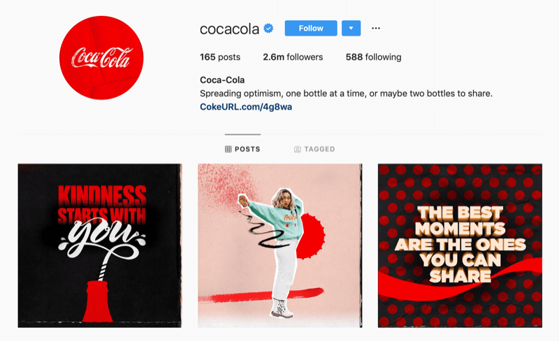 Instagram profil za Coca-Colu