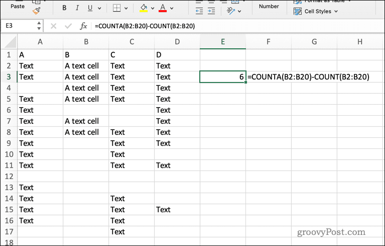 Korištenje formule COUNTA u Excelu