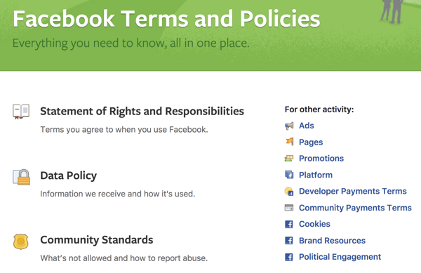 Facebook iznosi sve Uvjete i politike koje trebate znati.