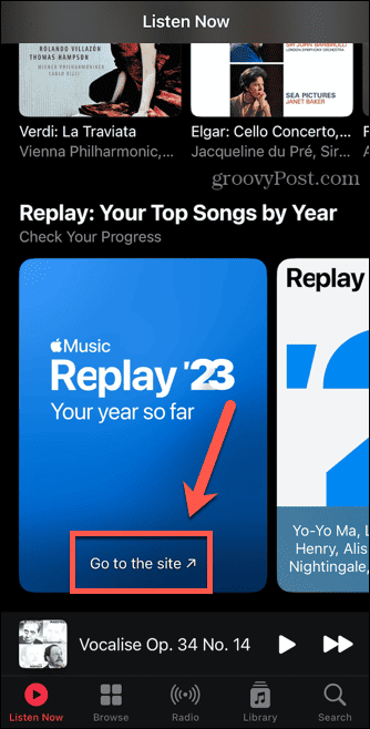 Apple Music Replay idite na stranicu